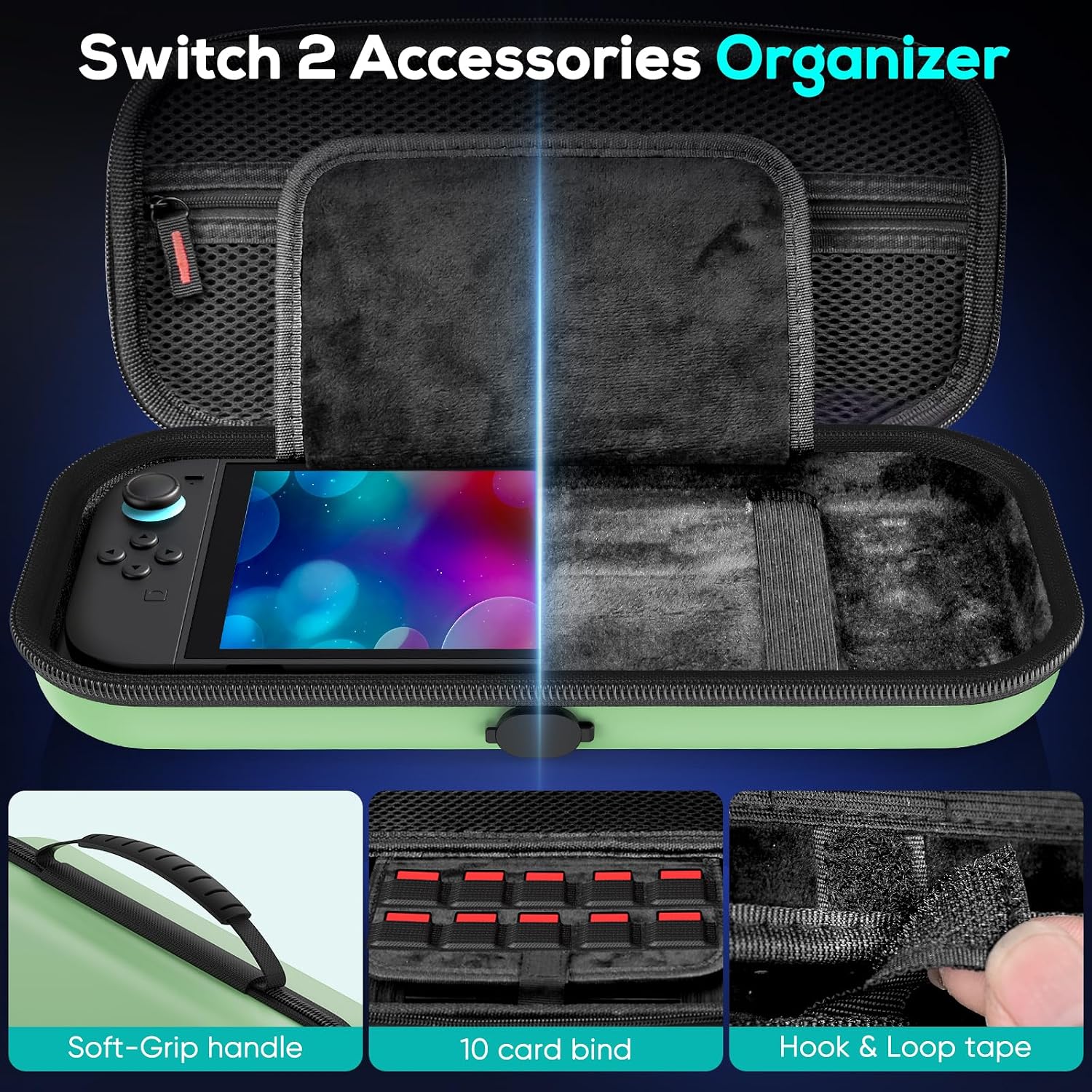 ESTUCHE AUARTE PARA CONSOLA SWITCH 2 2025 OLED VERDE - 4