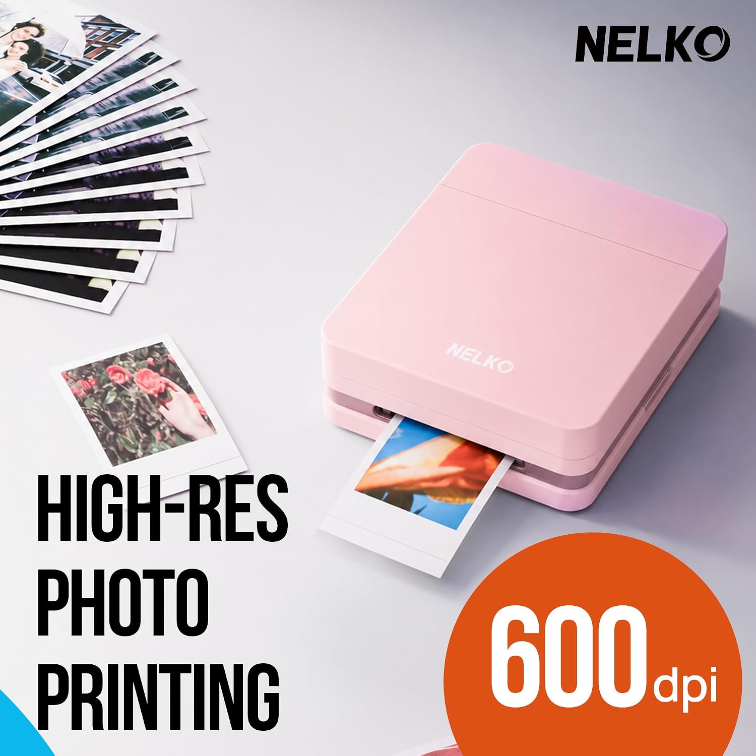 IMPRESORA DE FOTOS PORTÁTIL NELKO PP01 2X3 ROSA - 4