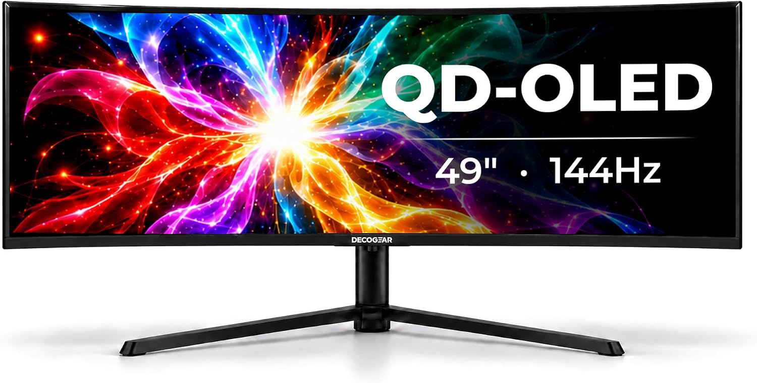 MONITOR CURVO DECO GEAR OLED 49 PULGADAS 5K2K 5120×1440 ULTRAWIDE DUAL QHD 144HZ 0.03MS 32:9 HDR400 ADAPTIVE SYNC - 1