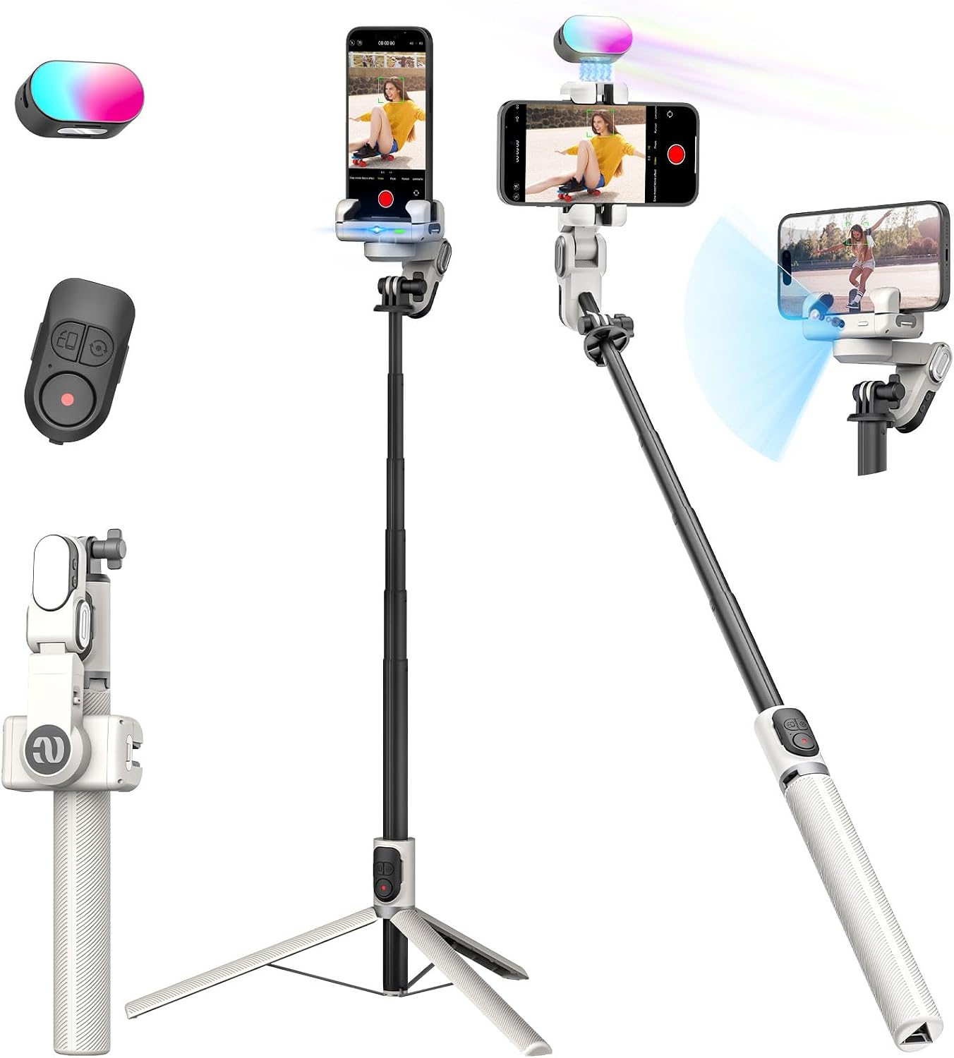 ESTABILIZADOR PARA SMARTPHONE AOCHUAN M2PRO BLANCO 4 EN 1 - 1