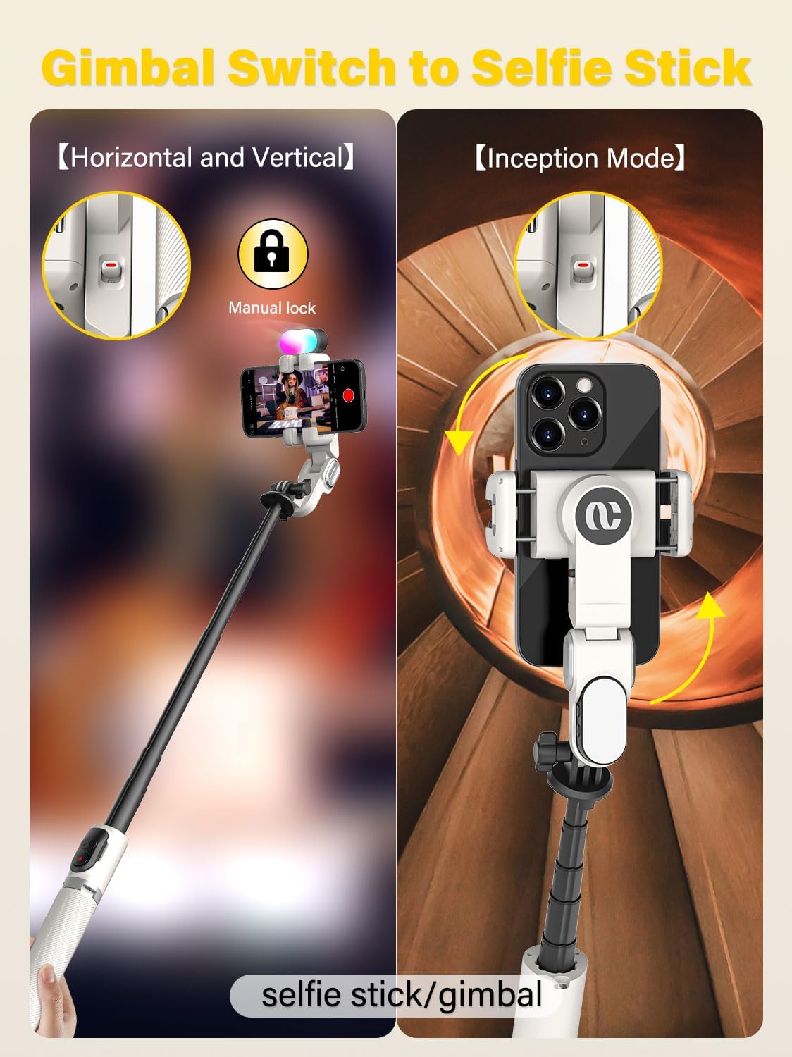 ESTABILIZADOR PARA SMARTPHONE AOCHUAN M2PRO BLANCO 4 EN 1 - 4