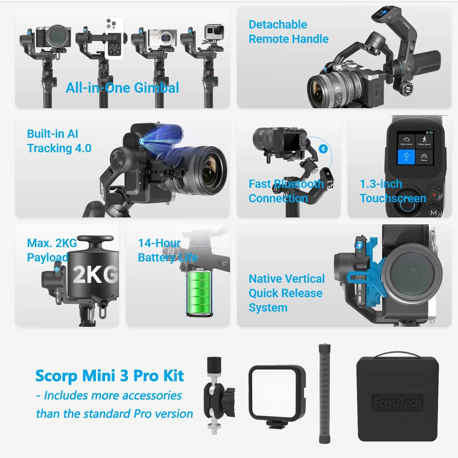 ESTABILIZADOR PARA CÁMARA FEIYU SCORP MINI 3 PRO KIT - 2