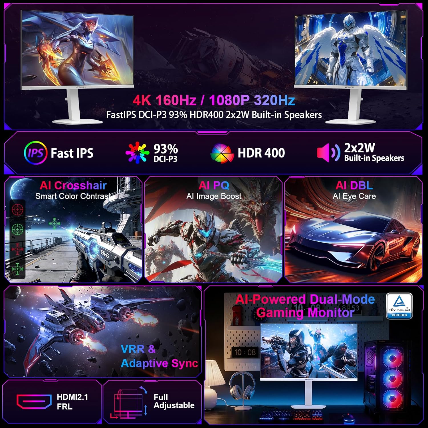 MONITOR PARA GAMING SANSUI 27' 4K UHD DUAL MODE - 2