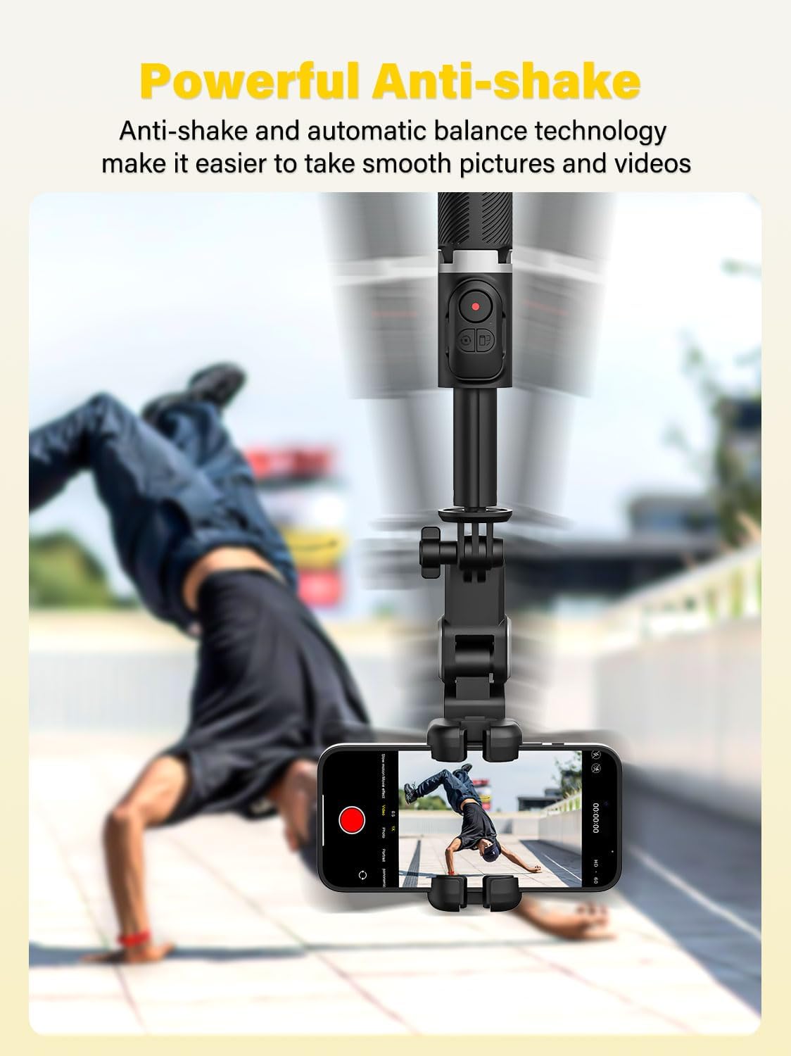 ESTABILIZADOR GIMBAL PARA SMARTPHONE AOCHUAN M2PRO 2 EJES NEGRO CON TRÍPODE Y SELFIE STICK - 5
