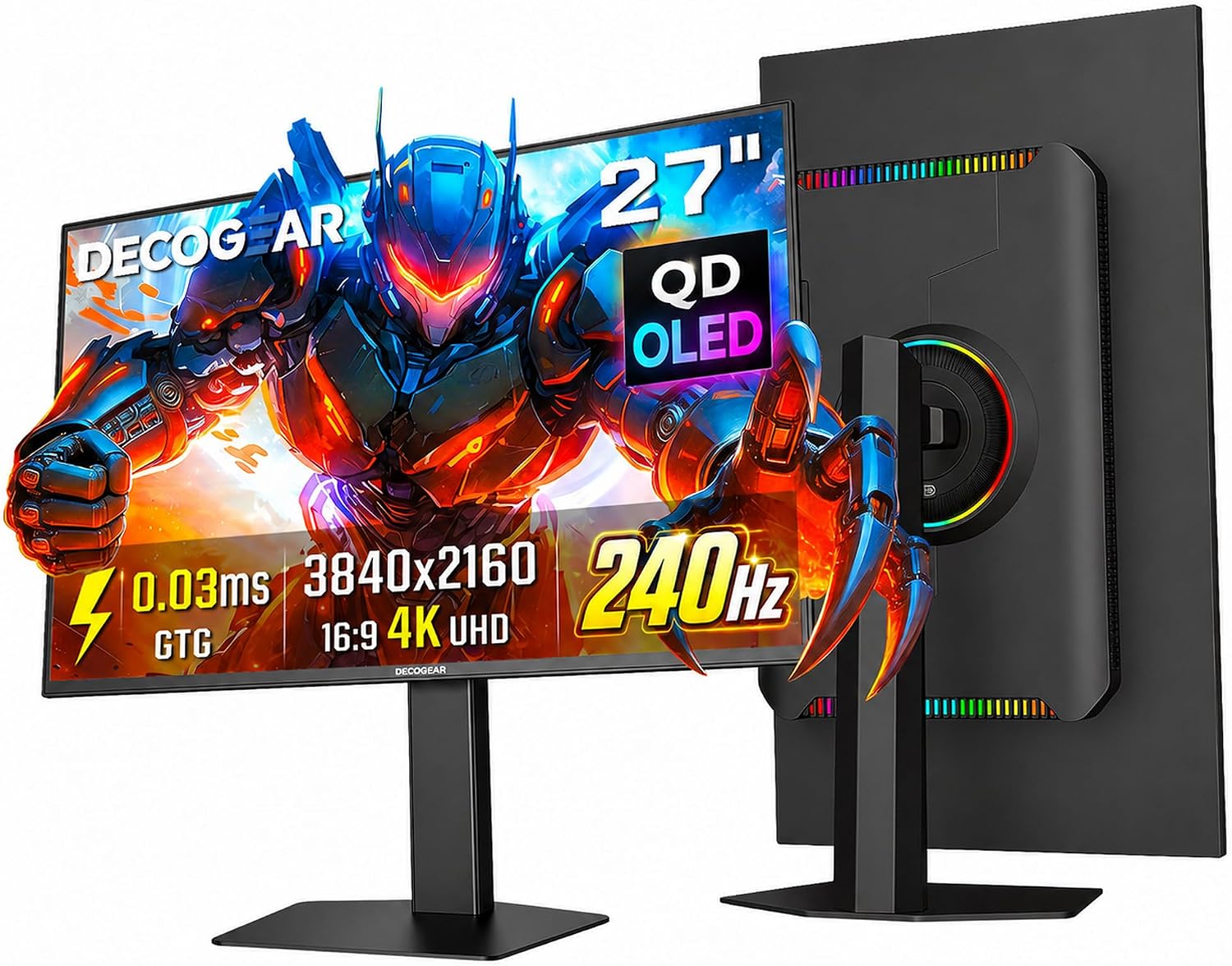 MONITOR DECO GEAR 27' 4K UHD QD-OLED GAMING 240HZ 0.03MS GTG - 1