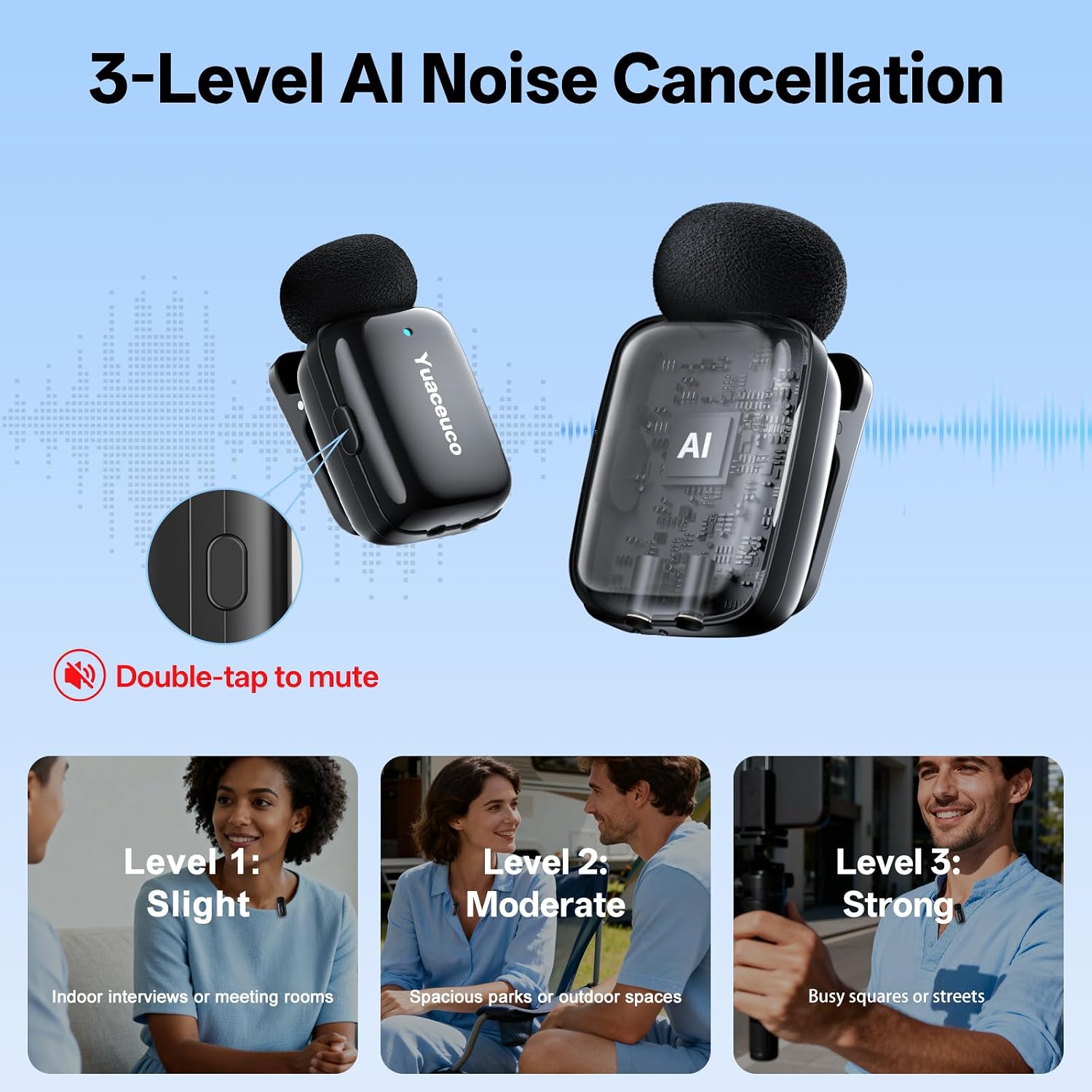 MICRÓFONO INALÁMBRICO MINI YUACEUCO 2 SETS CON CARGADOR PARA IPHONE, IPAD Y ANDROID - 4
