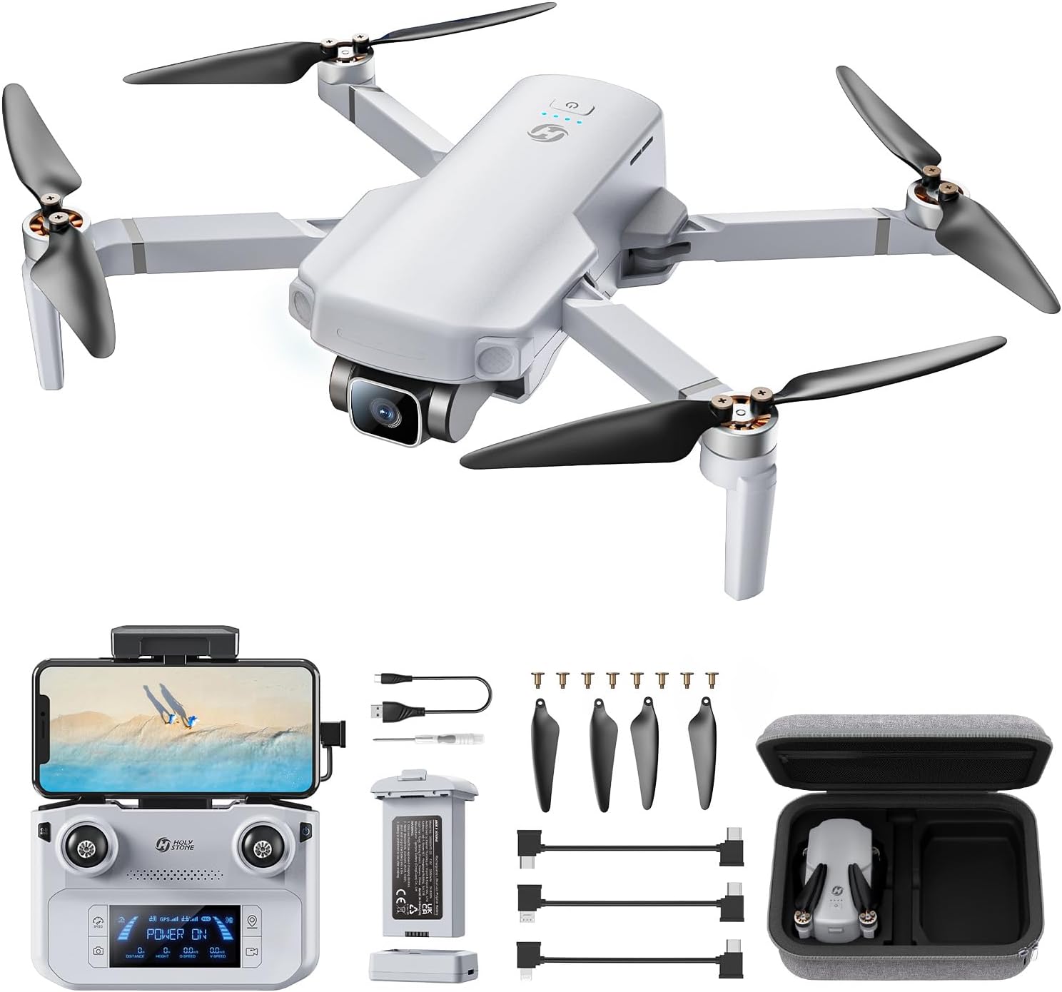 DRONE HOLY STONE HS360E GPS EIS CON CÁMARA 4K GRIS CLARO - 1