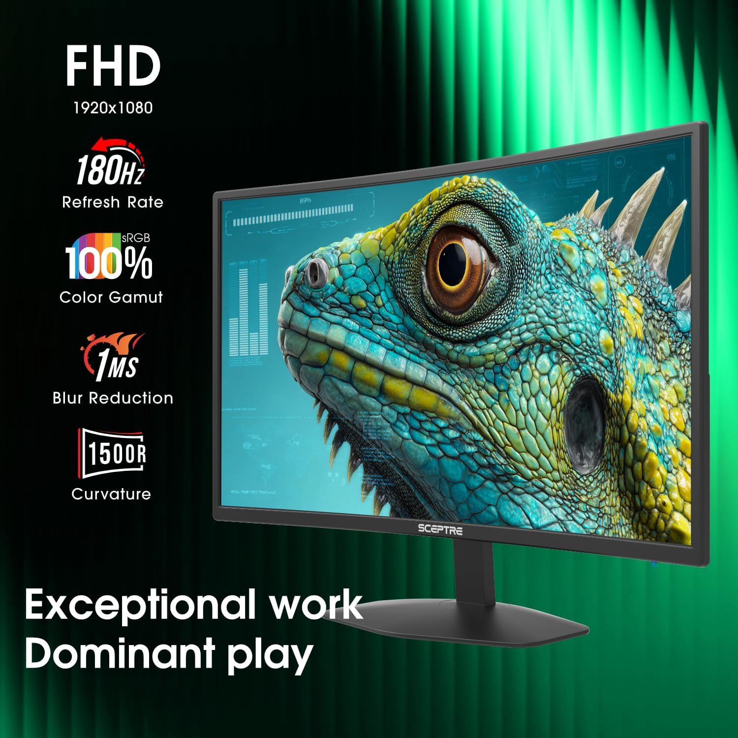 MONITOR CURVO SCEPTRE 27 PULGADAS FULL HD 180HZ 1MS HDMI X2 DISPLAYPORT X2 NEGRO - 3