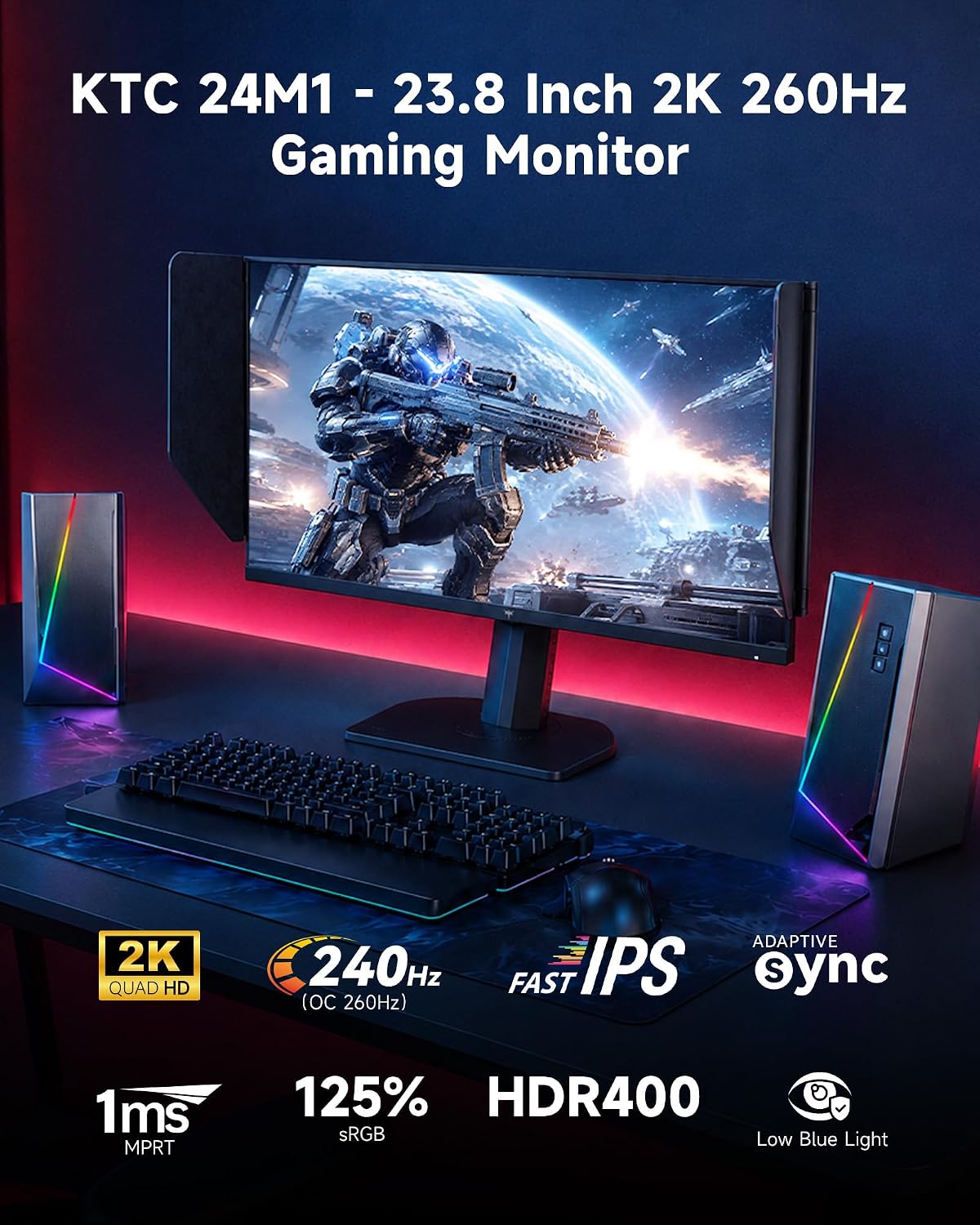 MONITOR PARA GAMING KTC 24M1 24 PULGADAS 2K 260HZ FAST IPS - 2