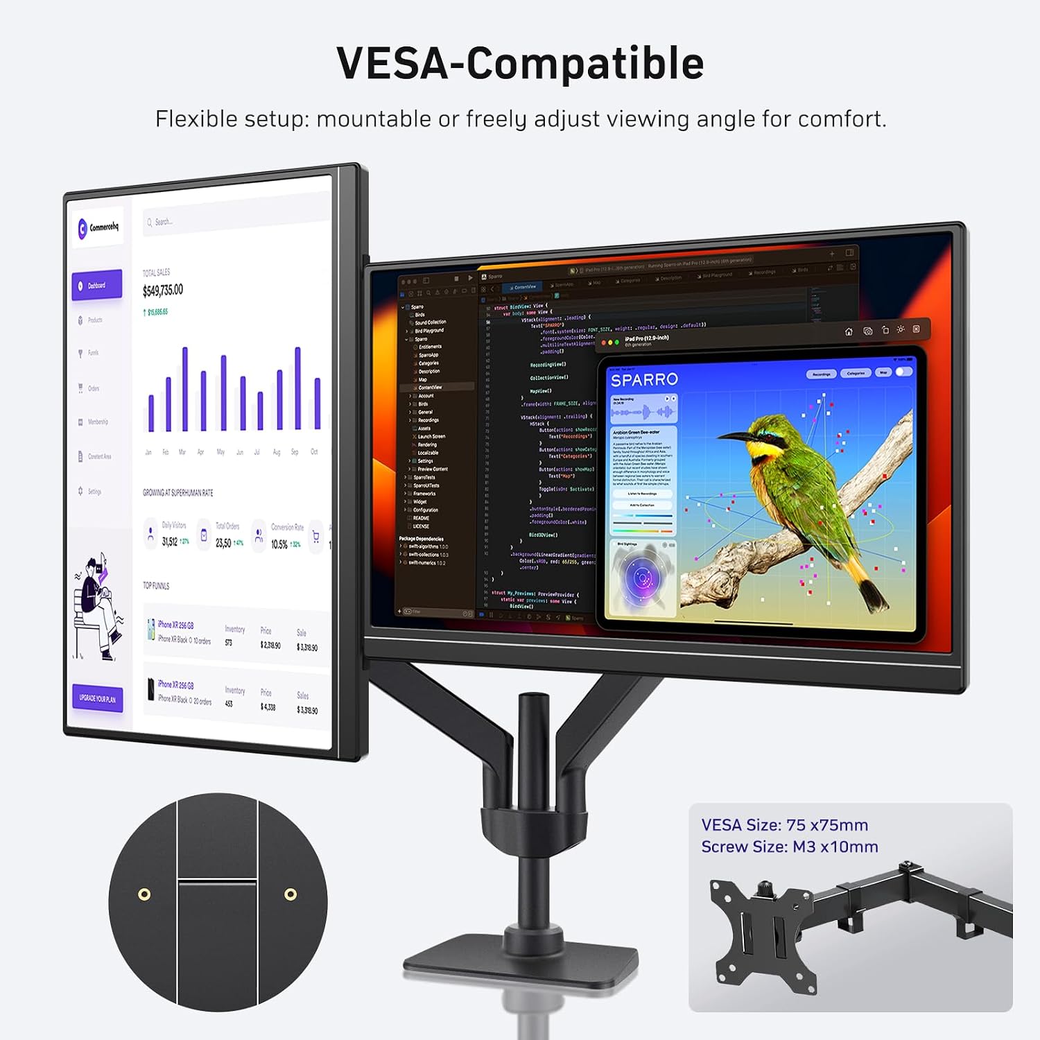MONITOR PORTÁTIL ANYUSE 18.5' FHD IPS 100HZ USB-C HDMI - 5