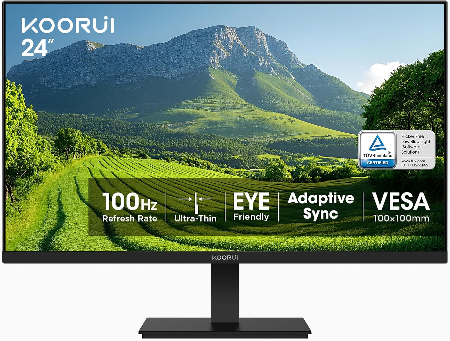 MONITOR DE COMPUTADORA KOORUI 24 PULGADAS FHD 100HZ VA HDMI/VGA CON SALIDA DE AUDIO - 1