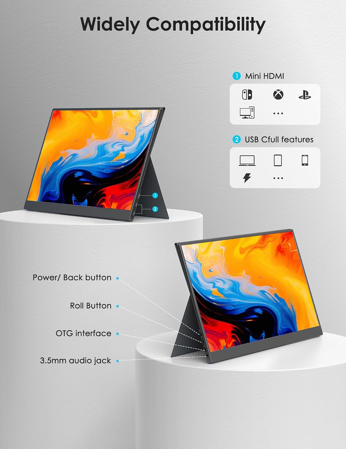 MONITOR PORTÁTIL ANYUSE 17.3' FULL HD 144HZ IPS USB-C HDMI - 2