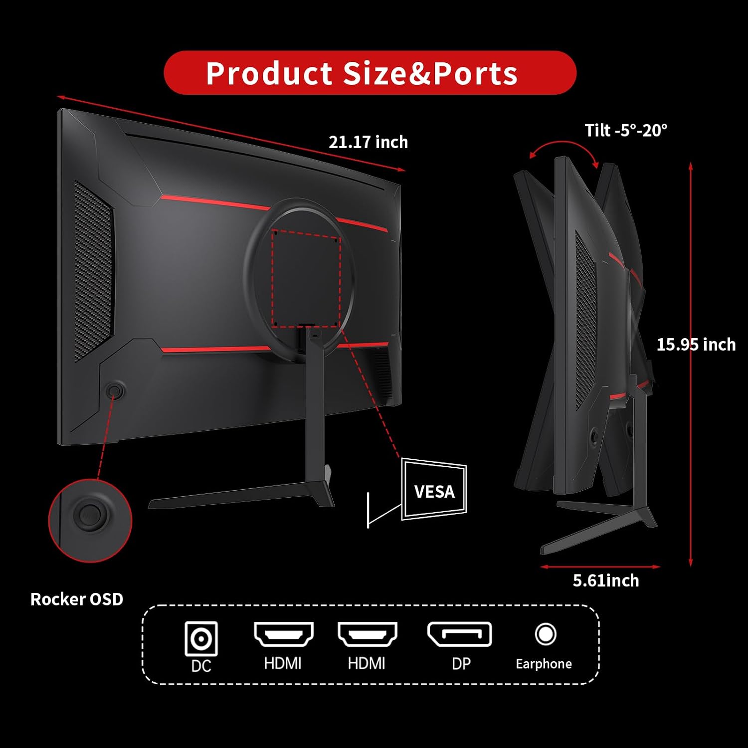 MONITOR CURVO KTC 24 PULGADAS 1500R 180HZ 1MS FHD VA - 4