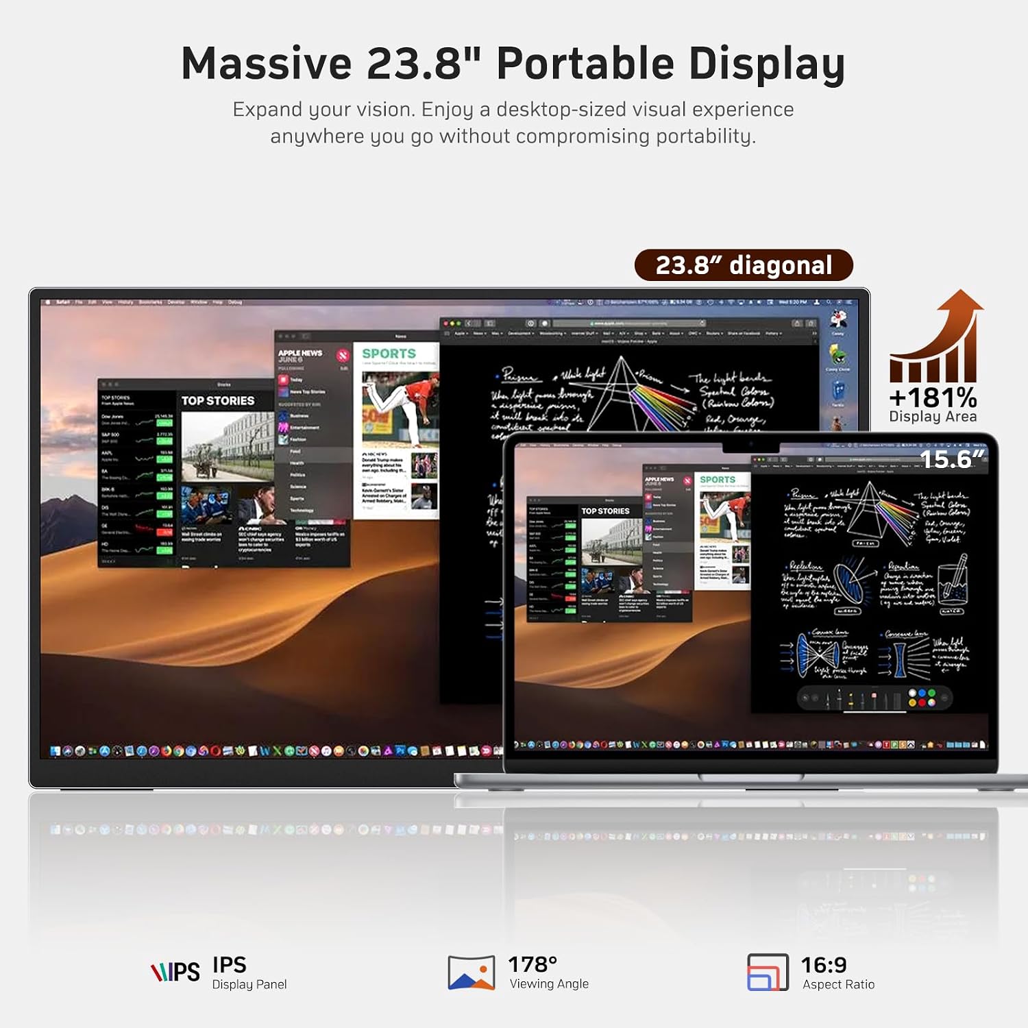 MONITOR PORTÁTIL MNN 23.8' 100HZ FHD IPS USB-C HDMI COLOR CHARCOAL - 2