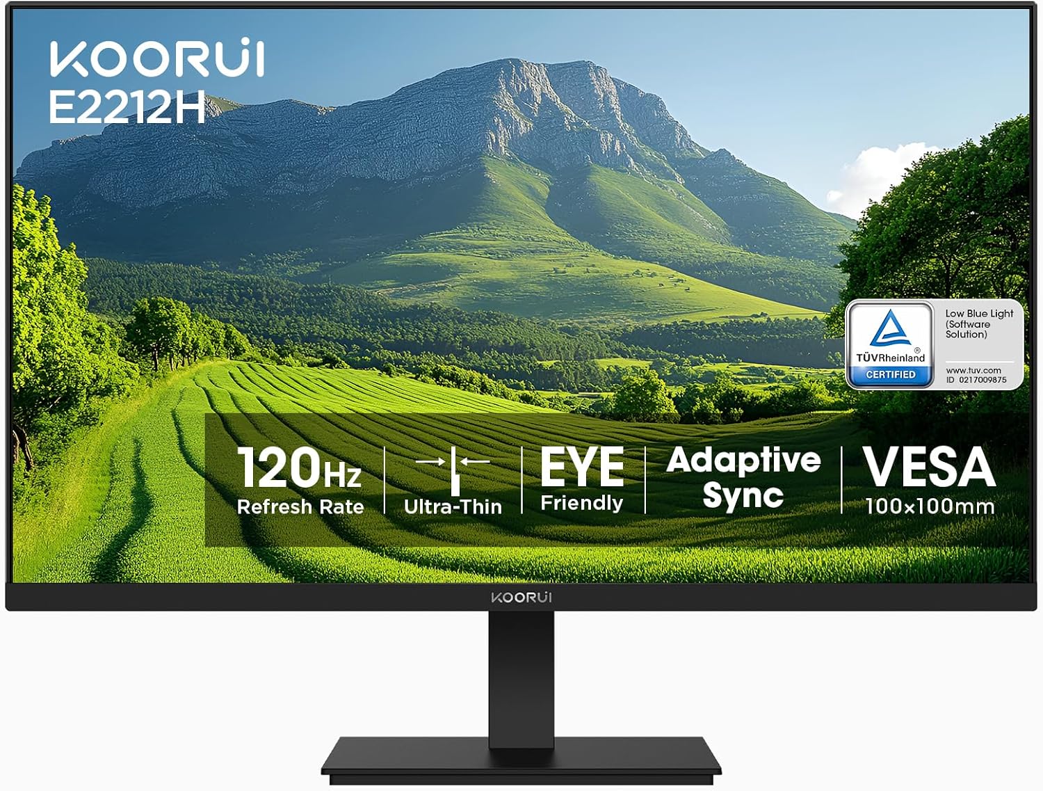 MONITOR DE COMPUTADORA KOORUI E2212H 22 PULGADAS FULL HD 120HZ VA VESA LOW BLUE LIGHT - 1