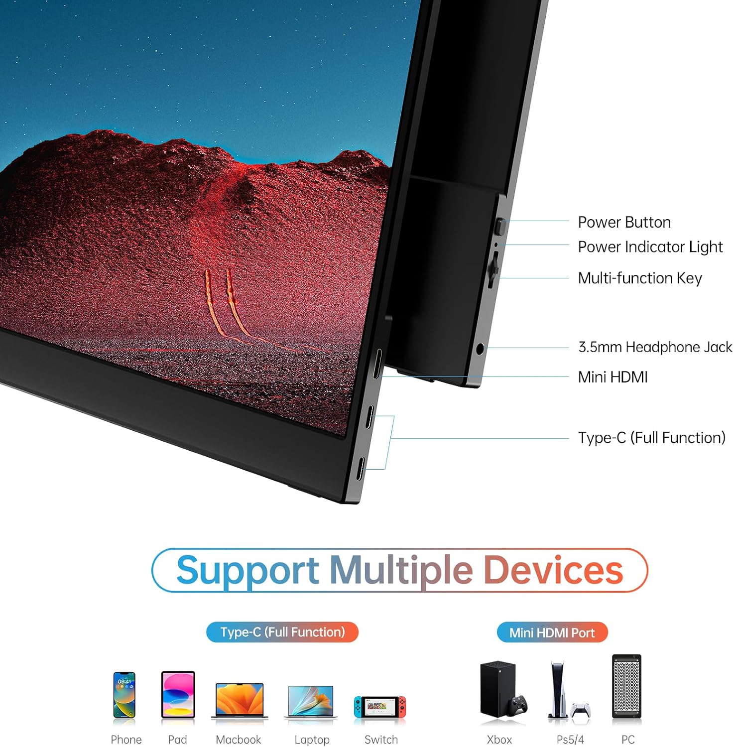 MONITOR PORTÁTIL MNN 15.6' 4K FHD 60HZ USB-C HDMI IPS HDR - 3