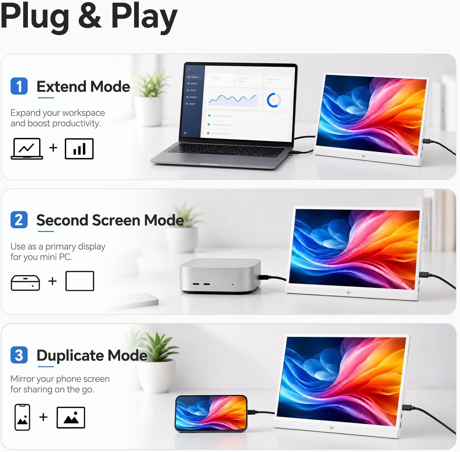 MONITOR PORTÁTIL KTC 15.6 PULGADAS FHD USB-C HDMI BLANCO H15F8 - 5