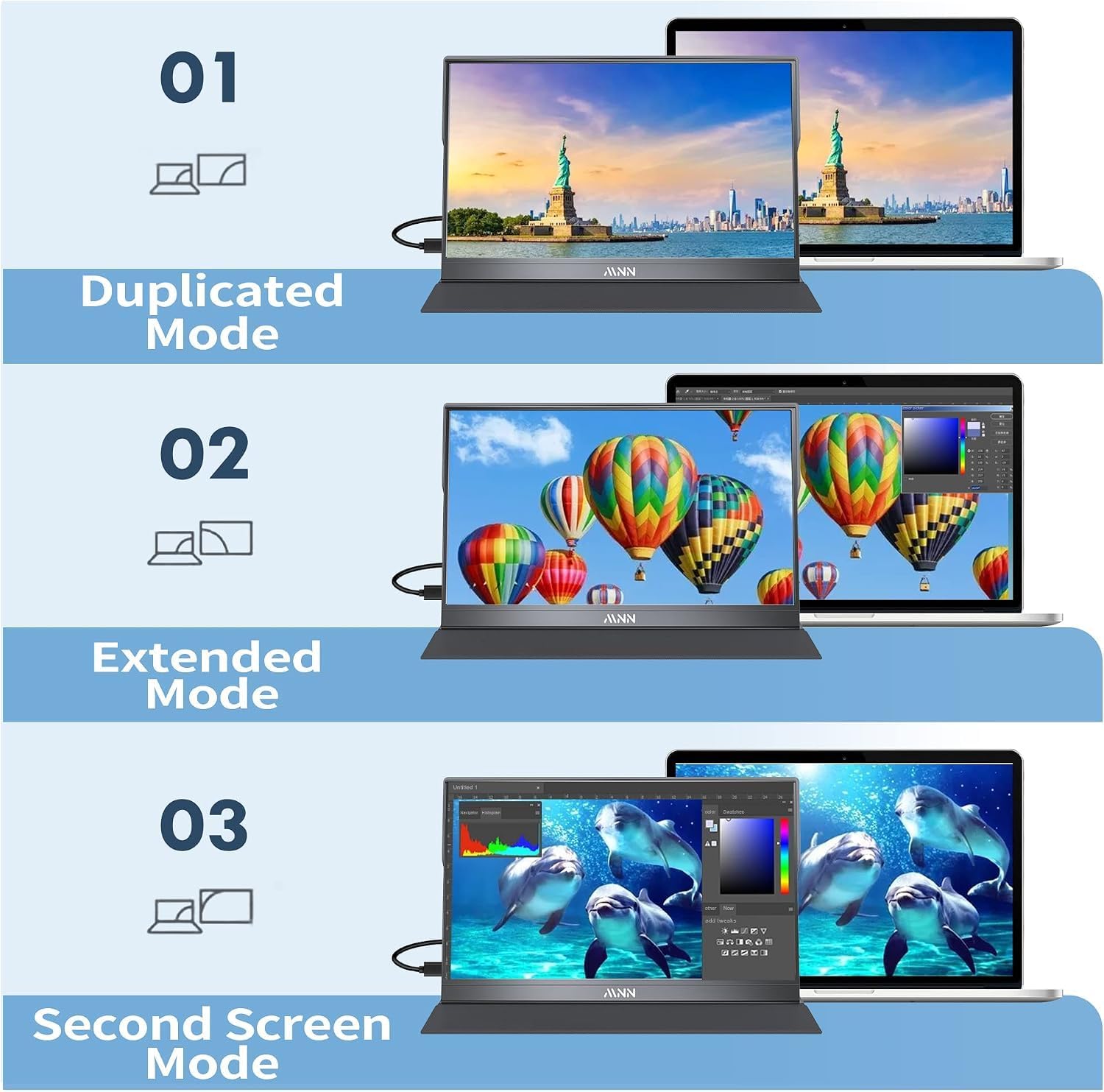 MONITOR PORTÁTIL MNN 15.6' FULL HD IPS HDR 60HZ USB-C HDMI - 5