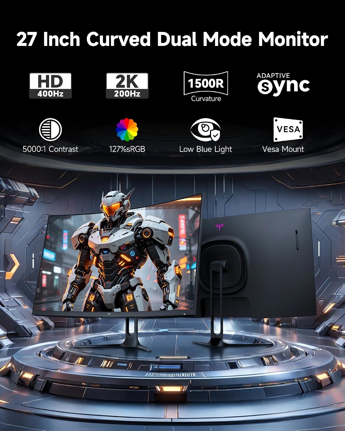 MONITOR CURVO PARA GAMING KTC H27S5 27 PULGADAS DUAL MODE - 2