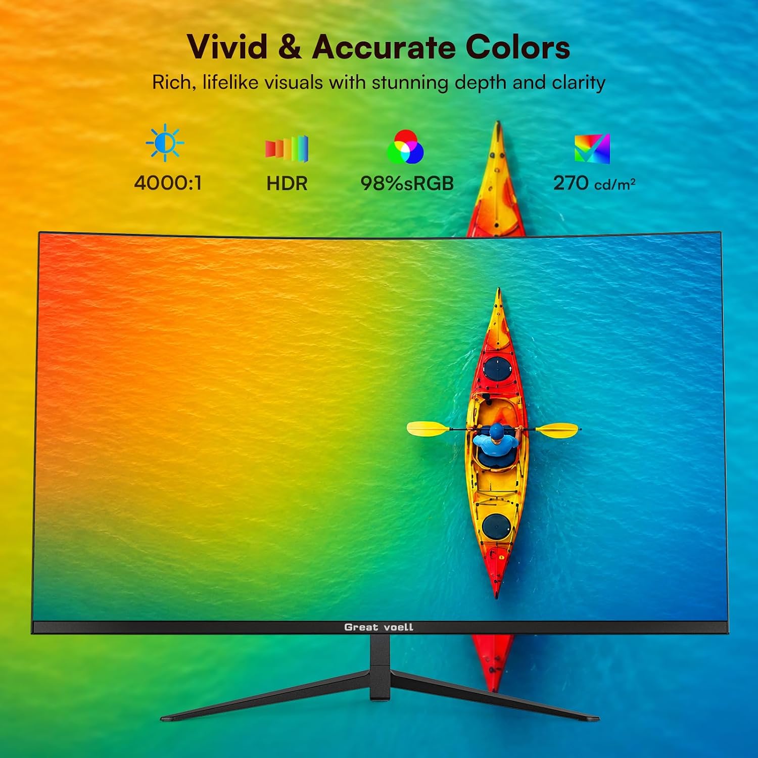 MONITOR CURVO GREAT VOELL 27 PULGADAS FHD 120HZ HDR10 - 3