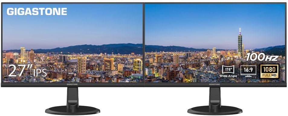MONITOR GIGASTONE 27 PULGADAS IPS FULL HD 2 UNIDADES 100HZ 1MS CON PARLANTES - 1