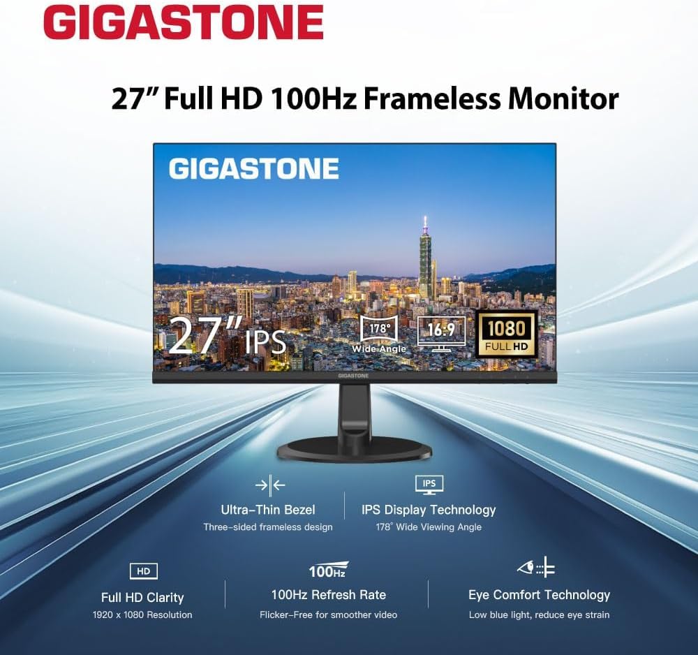 MONITOR GIGASTONE 27 PULGADAS IPS FULL HD 2 UNIDADES 100HZ 1MS CON PARLANTES - 2