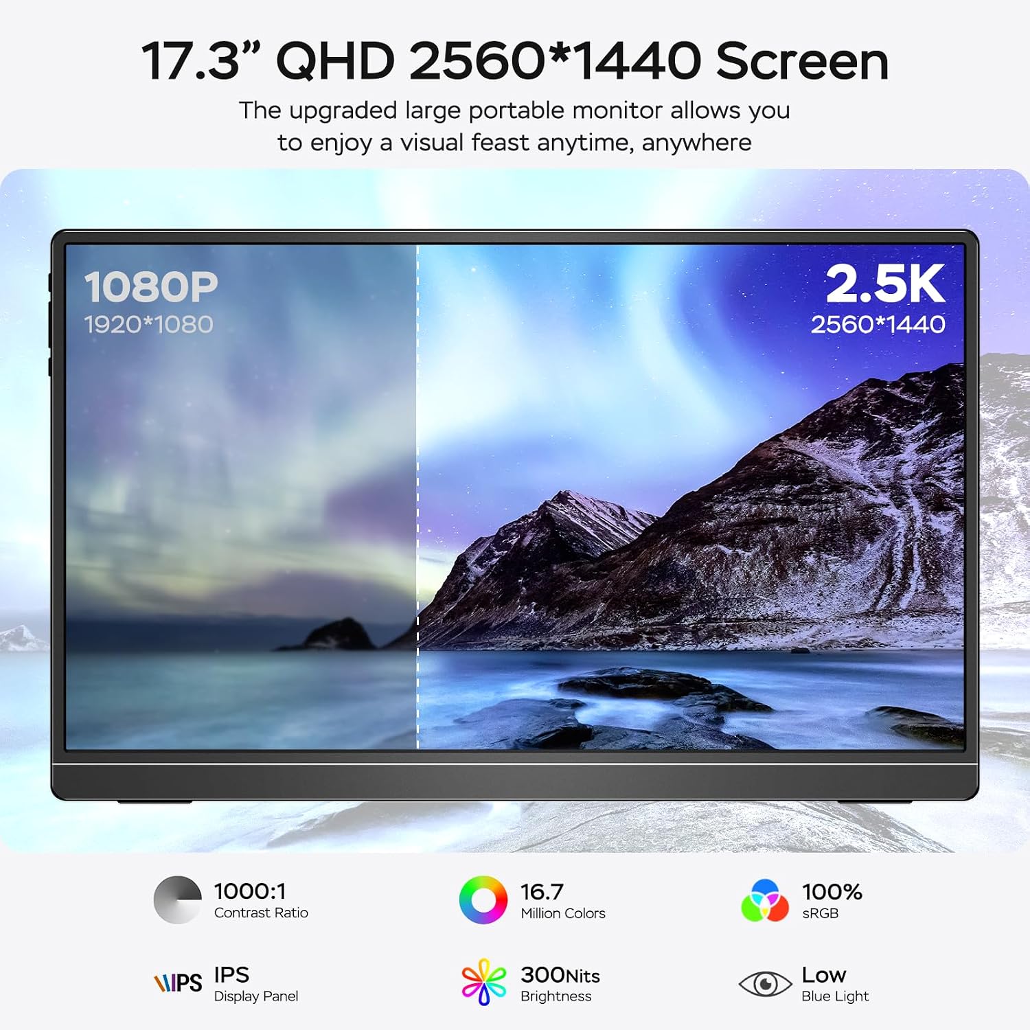 MONITOR GAMING MNN 17.3' QHD 165HZ USB-C HDMI NEGRO OSCURO - 2