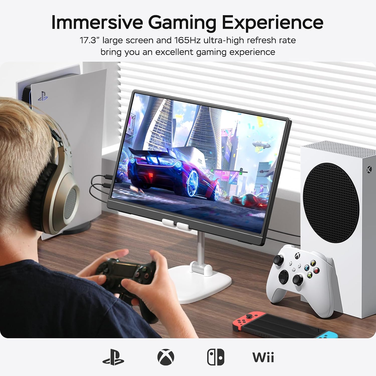 MONITOR GAMING MNN 17.3' QHD 165HZ USB-C HDMI NEGRO OSCURO - 4