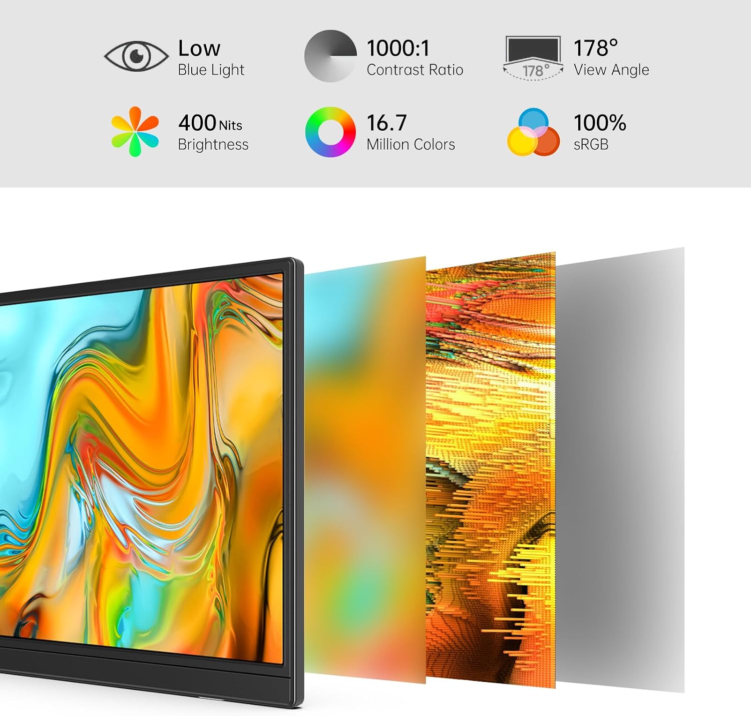 MONITOR PORTÁTIL MNN 14' 1200P USB-C HDMI HDR NEGRO - 2