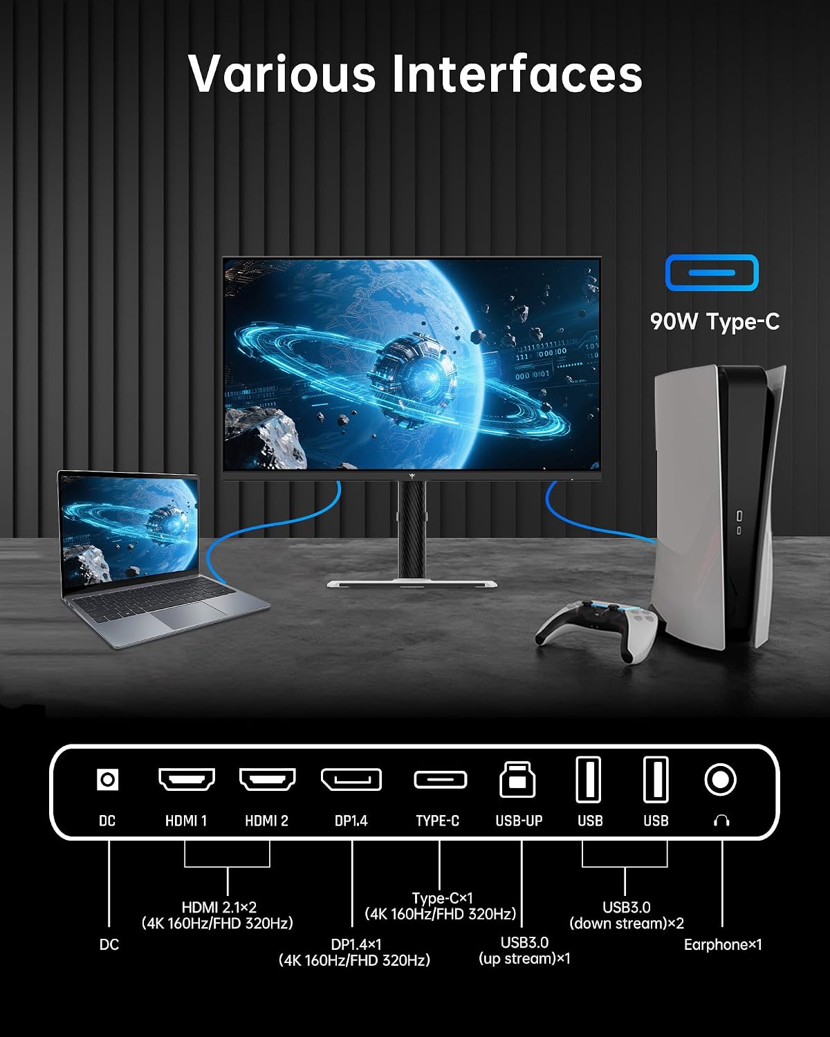 MONITOR GAMING KTC 27 PULGADAS 4K DUAL MODE UHD 160HZ Y FHD 320HZ H27P6 - 4