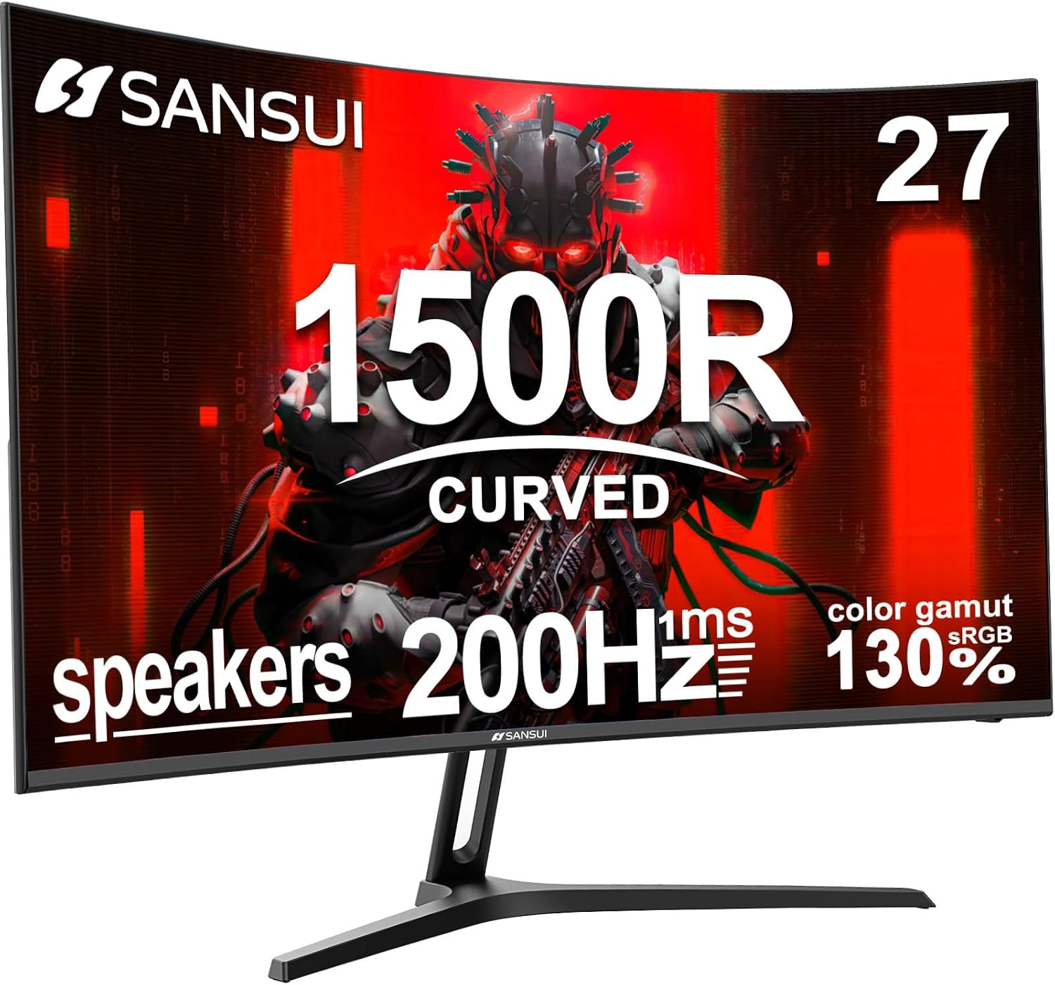 MONITOR CURVO PARA GAMING SANSUI 27 PULGADAS 200HZ 1MS CON PARLANTES FHD 1080P FREESYNC - 1