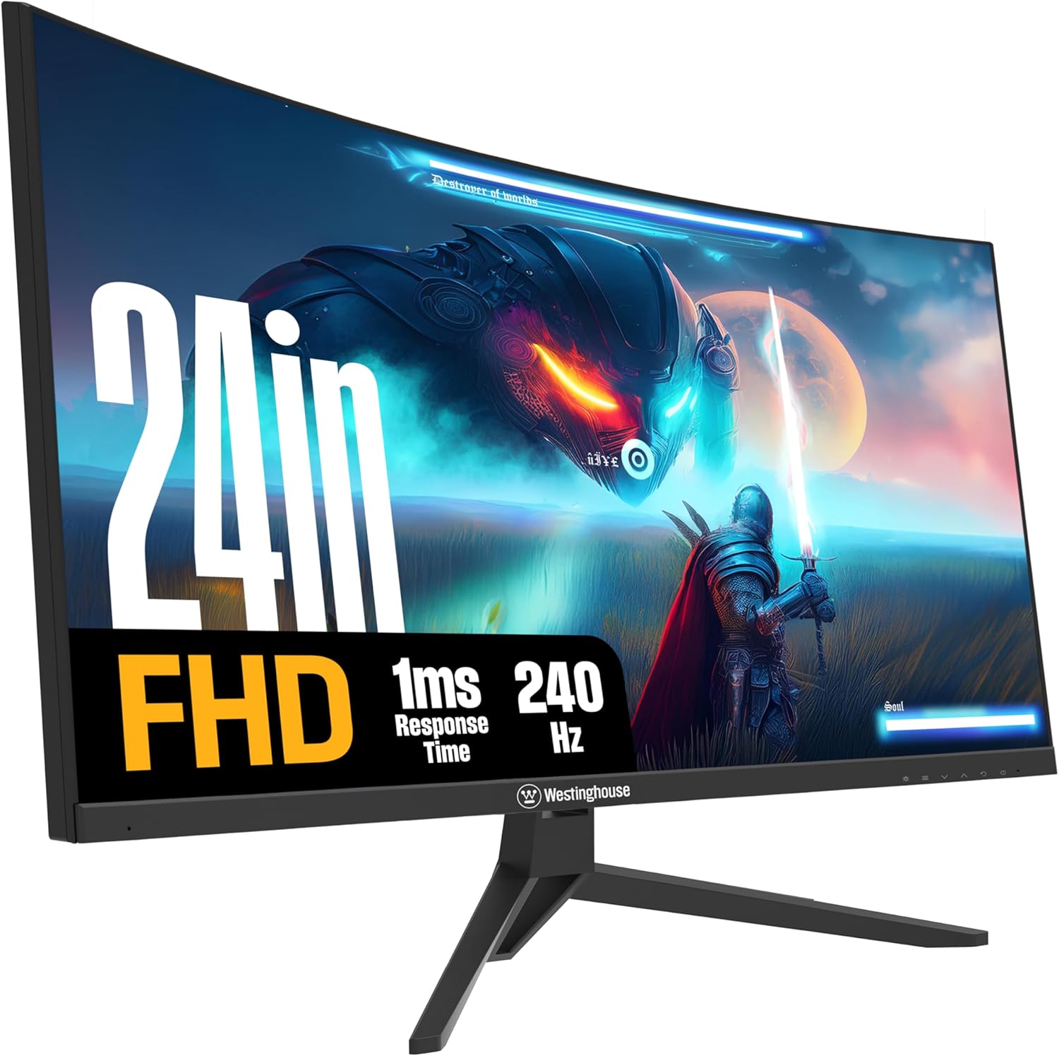 MONITOR CURVO PARA GAMING WESTINGHOUSE 24 PULGADAS 240HZ 1MS FHD 1080P NEGRO - 1