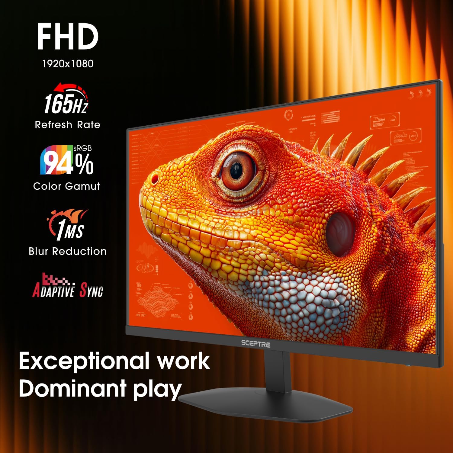 MONITOR SCEPTRE 24 PULGADAS FULL HD 165HZ HDMI X2 DISPLAYPORT X2 NEGRO - 3