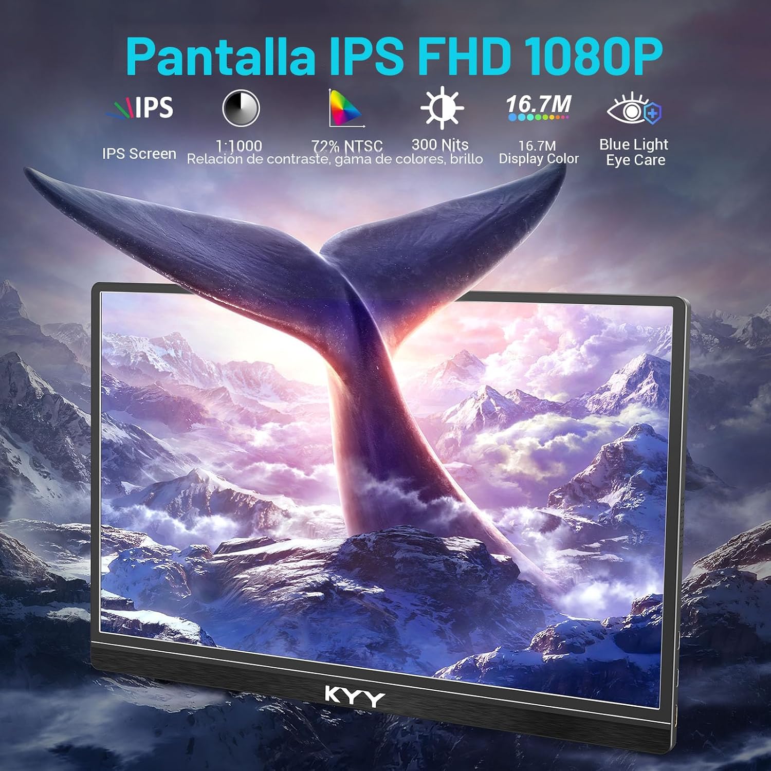 MONITOR PORTÁTIL KYY 15.6'' FHD 1080P USB C HDMI - 2