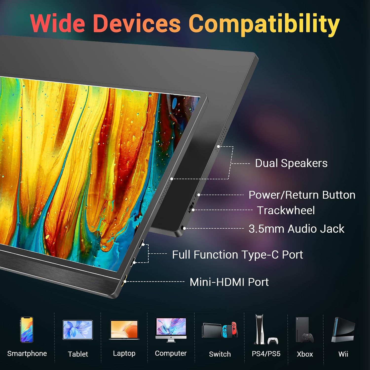 MONITOR PORTÁTIL KYY 15.6'' FHD 1080P USB C HDMI - 3