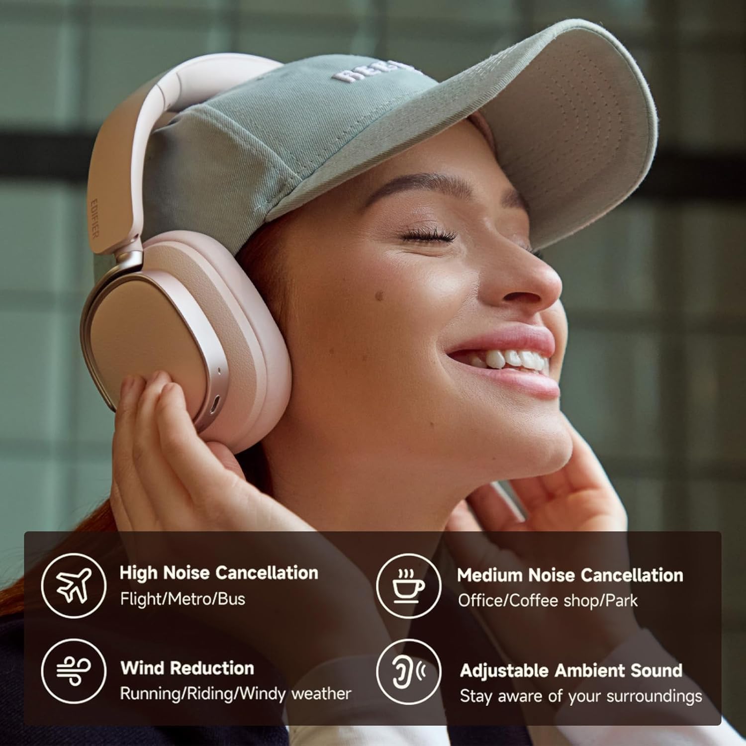 AUDÍFONOS OVER-EAR EDIFIER ES850NB CON CANCELACIÓN ACTIVA DE RUIDO ROSA - 3