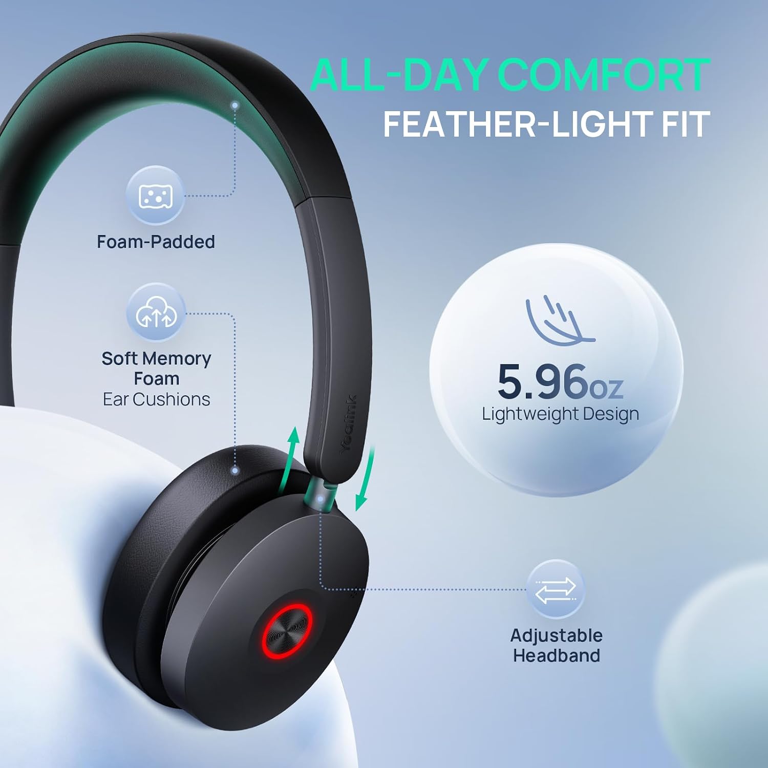 HEADSET YEALINK UH48 ANC CON CABLE USB-C/A Y 6 MICRÓFONOS CON CANCELACIÓN DE RUIDO AI - 5
