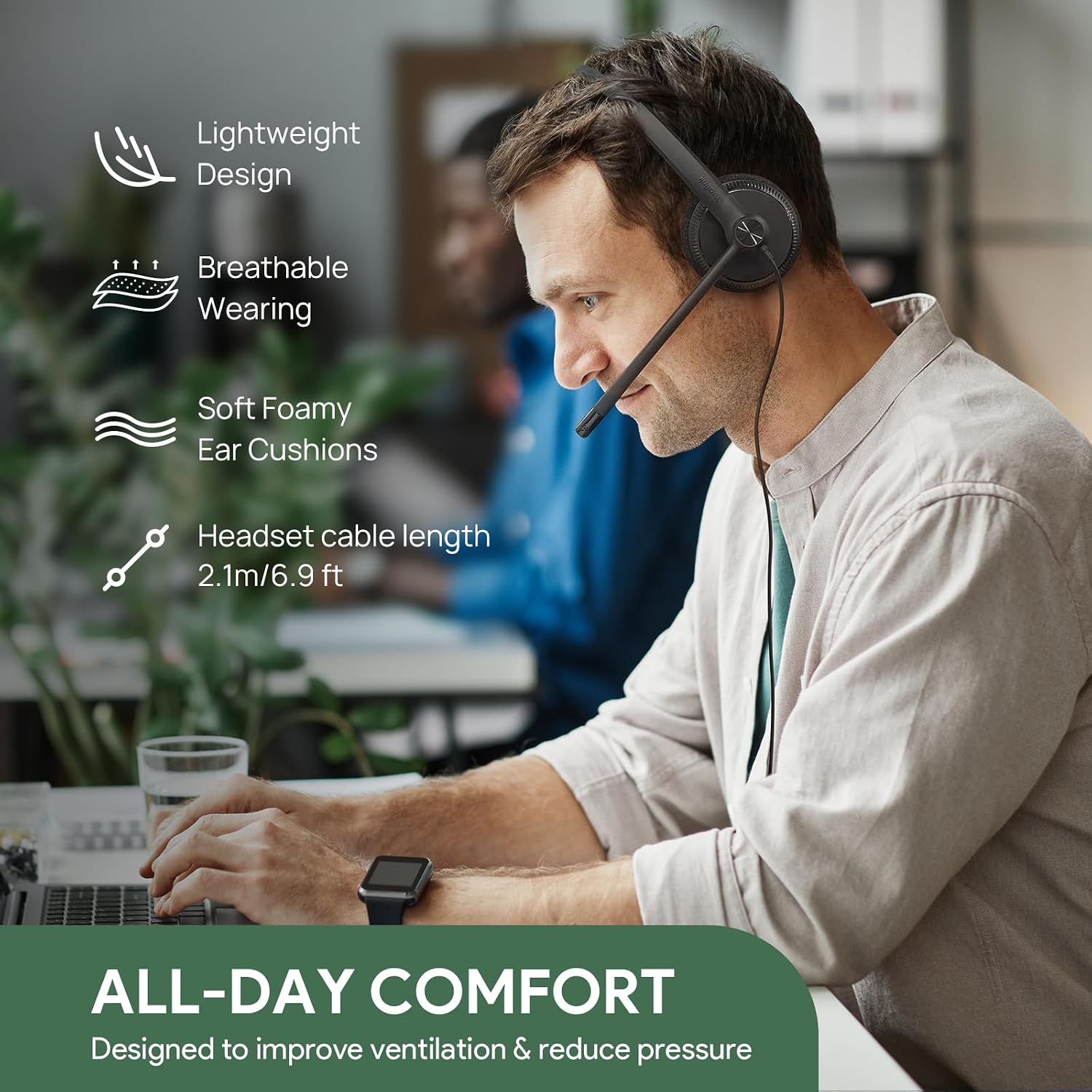 HEADSET USB YEALINK UH34 CON MICRÓFONO, AURICULARES ESTÉREO CON CANCELACIÓN DE RUIDO, CABLEADOS, ULTRALIGEROS, PACK DE 2 - 1