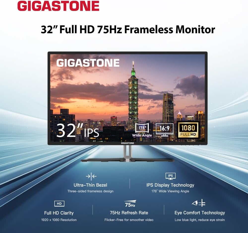 MONITOR GIGASTONE 32 PULGADAS IPS FULL HD 75HZ 1920X1080 HDMI VGA - 2