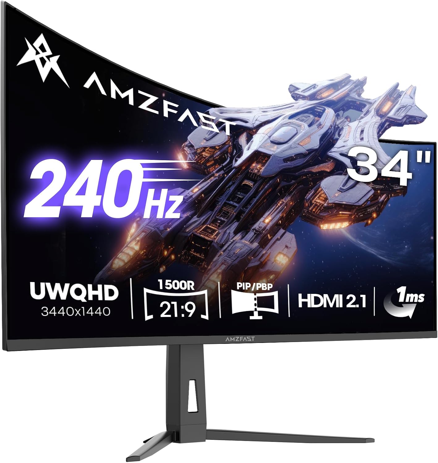 MONITOR CURVO PARA GAMING AMZFAST AMZG34C8 PRO 34 PULGADAS 240HZ UWQHD - 1