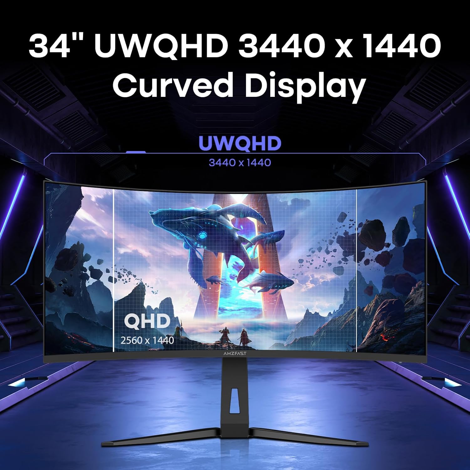 MONITOR CURVO PARA GAMING AMZFAST AMZG34C8 PRO 34 PULGADAS 240HZ UWQHD - 3