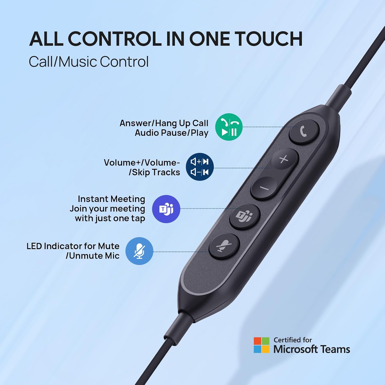 HEADSET CON CABLE YEALINK UH42 USB-C/A CON MICRÓFONO CON CANCELACIÓN DE RUIDO Y CONTROLES EN LÍNEA - 4