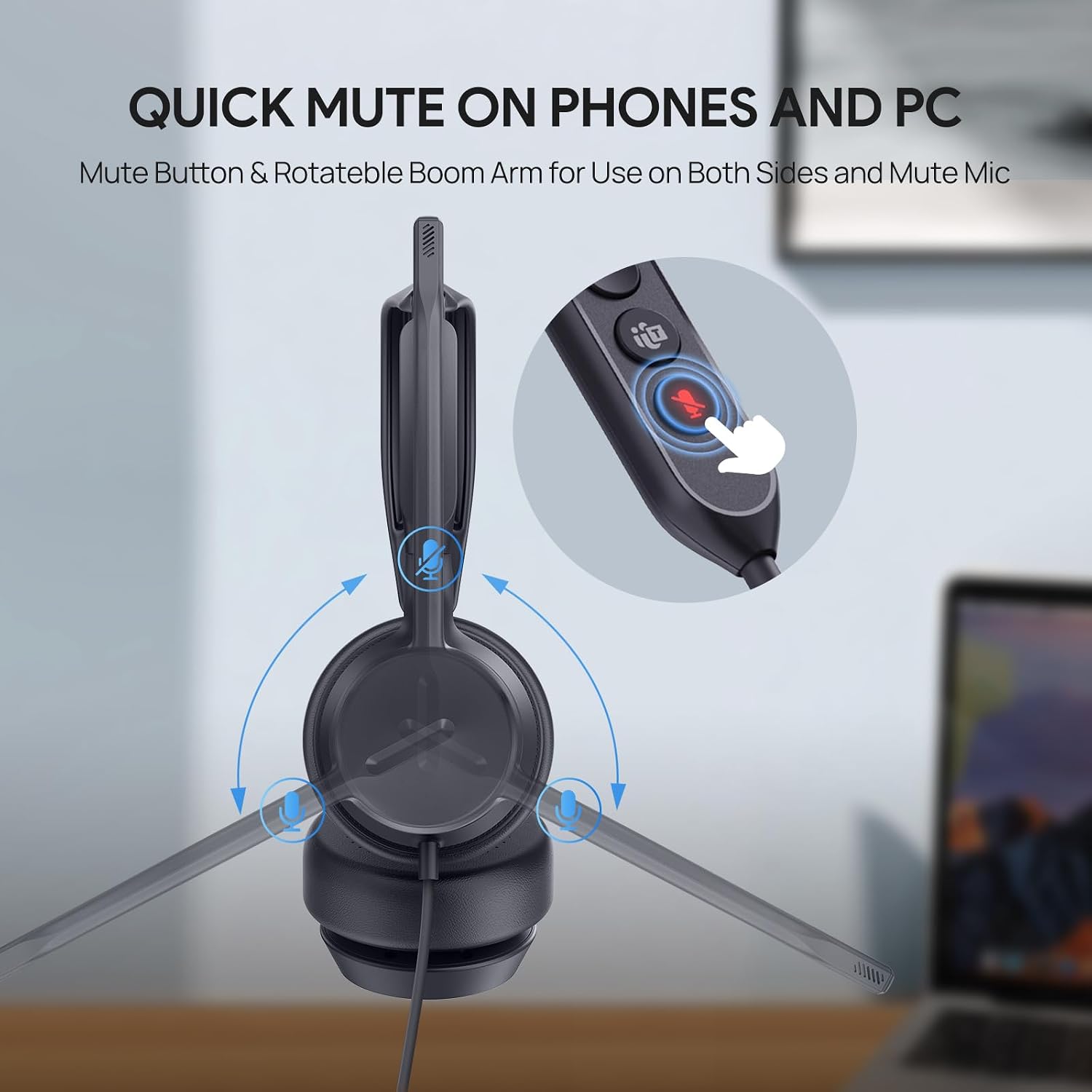 HEADSET CON CABLE YEALINK UH42 USB-C/A CON MICRÓFONO CON CANCELACIÓN DE RUIDO Y CONTROLES EN LÍNEA - 5