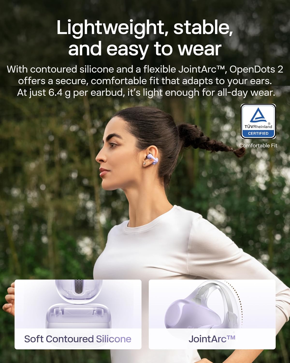 AUDÍFONOS SHOKZ OPENDOTS 2 CLIP-ON ABIERTOS BLUETOOTH 6.1 VIOLETAS - 5