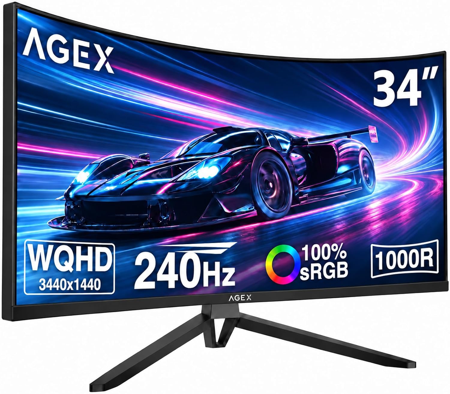 MONITOR CURVO ULTRAWIDE PARA GAMING AGEX AG34S 34 PULGADAS WQHD 240HZ - 1