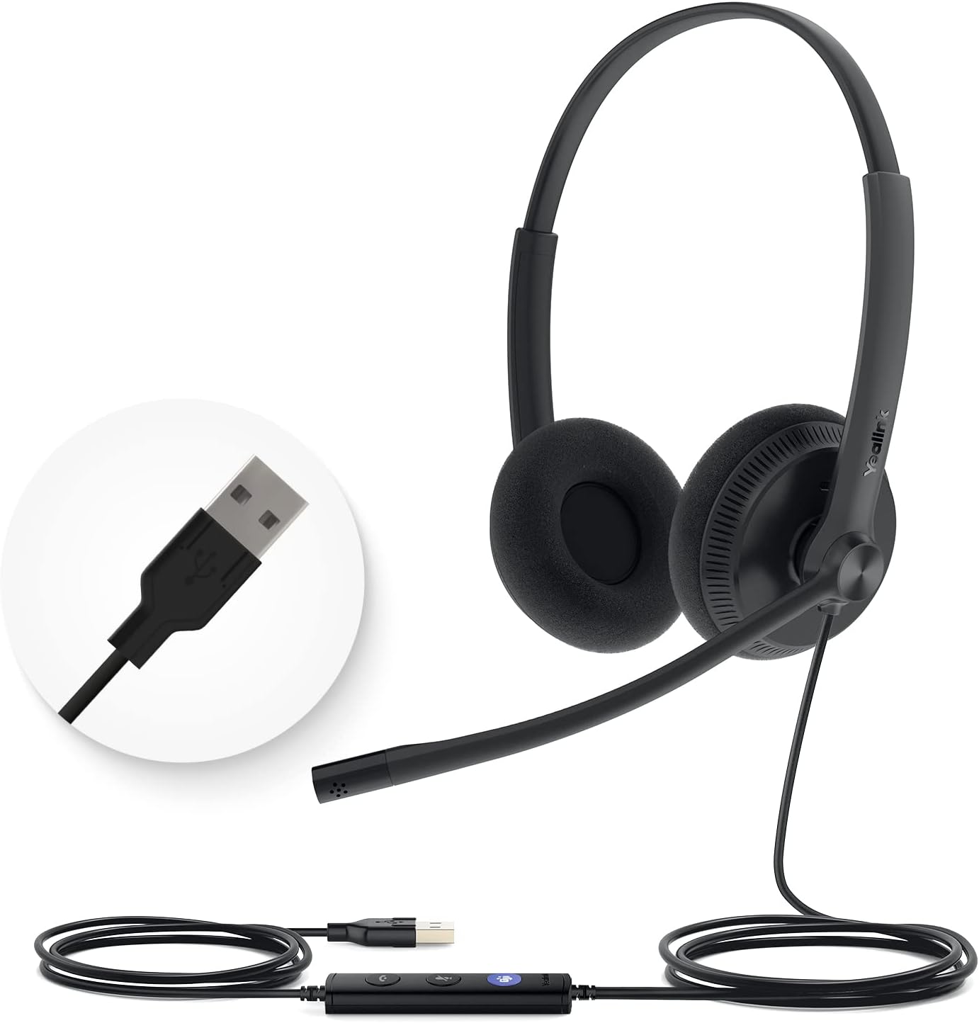 HEADSET CON CABLE YEALINK UH34 USB-A MICRÓFONO CANCELACIÓN DE RUIDO ON-EAR PACK 2 - 5