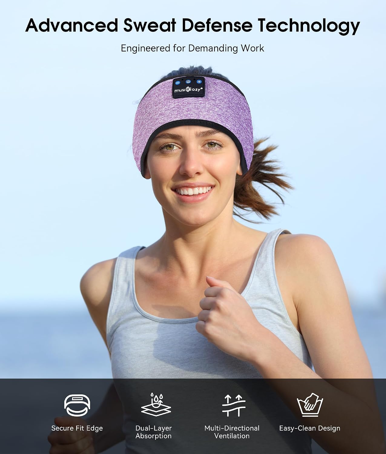 AUDÍFONOS BLUETOOTH MUSICOZY SLEEP HEADPHONES BANDA DEPORTIVA INALÁMBRICA - 3