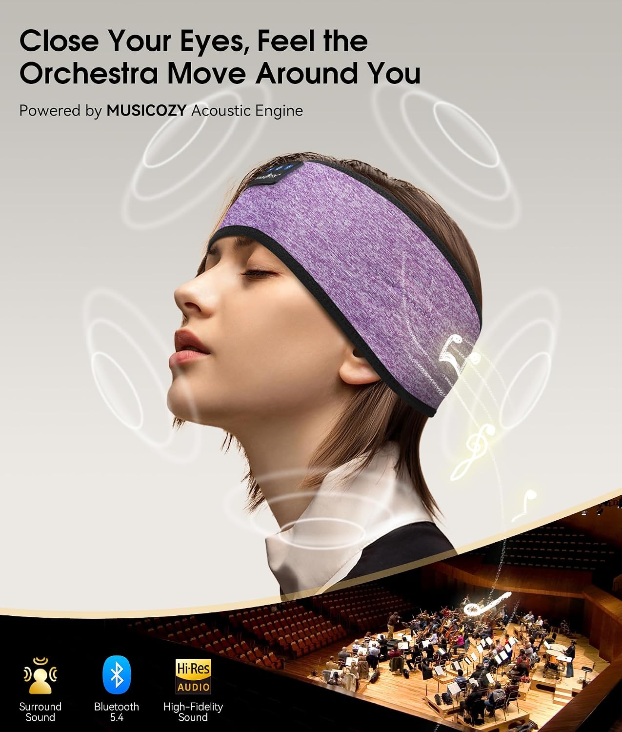 AUDÍFONOS BLUETOOTH MUSICOZY SLEEP HEADPHONES BANDA DEPORTIVA INALÁMBRICA - 4