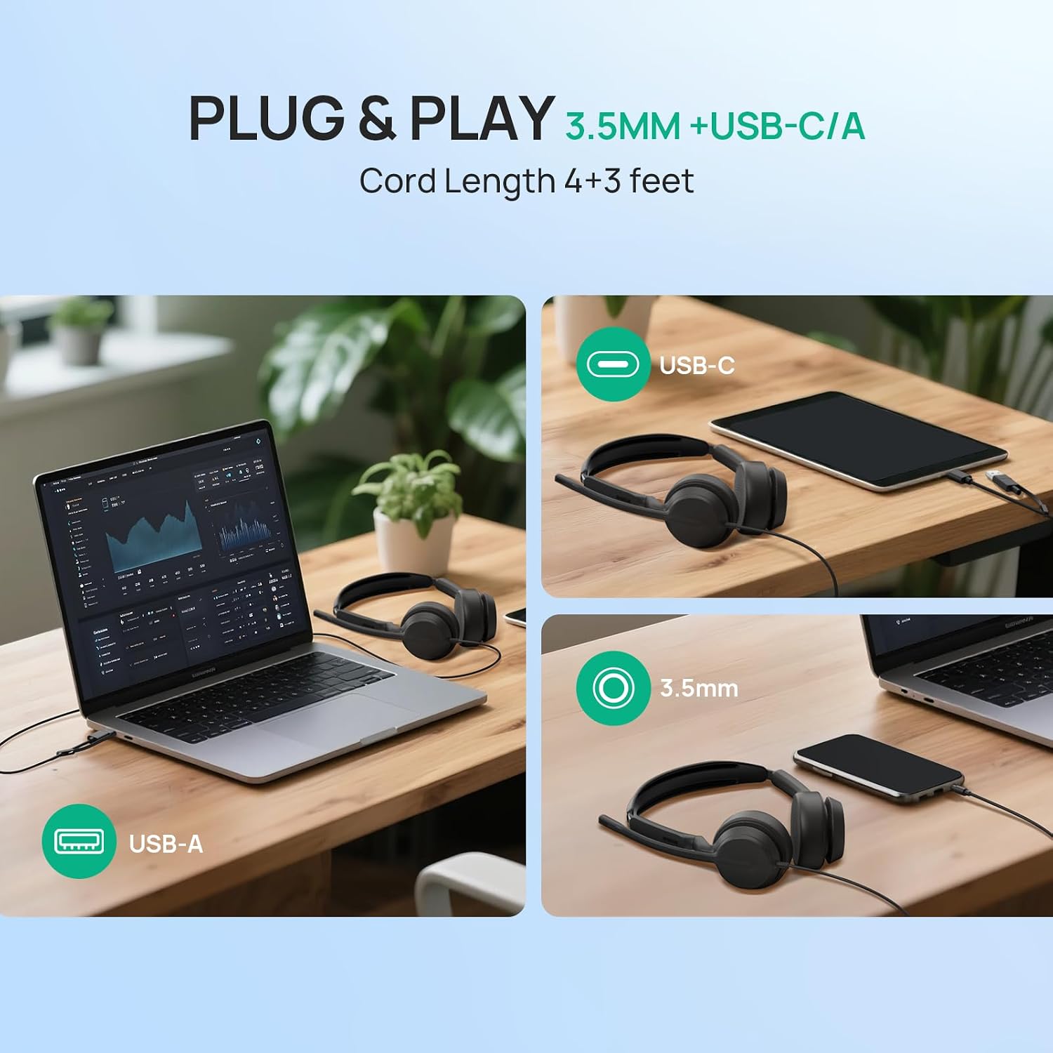 HEADSET YEALINK UH42 SE CON CABLE USB-A/C Y 3.5MM, CONTROL EN LÍNEA, ON-EAR - 2