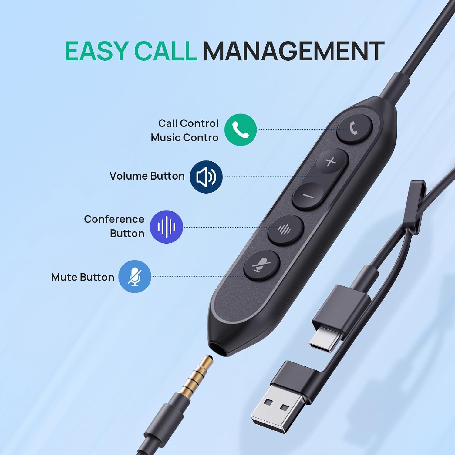 HEADSET YEALINK UH42 SE CON CABLE USB-A/C Y 3.5MM, CONTROL EN LÍNEA, ON-EAR - 4